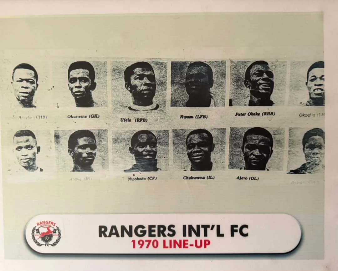 Newspaper portraits of the 1970 Rangers side, arranged in two rows with positions printed beneath.