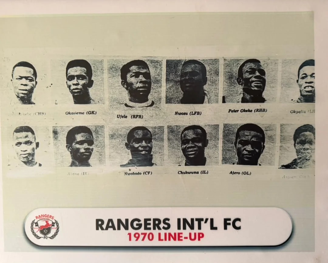 Newspaper portraits of the 1970 Rangers side, arranged in two rows with positions printed beneath.